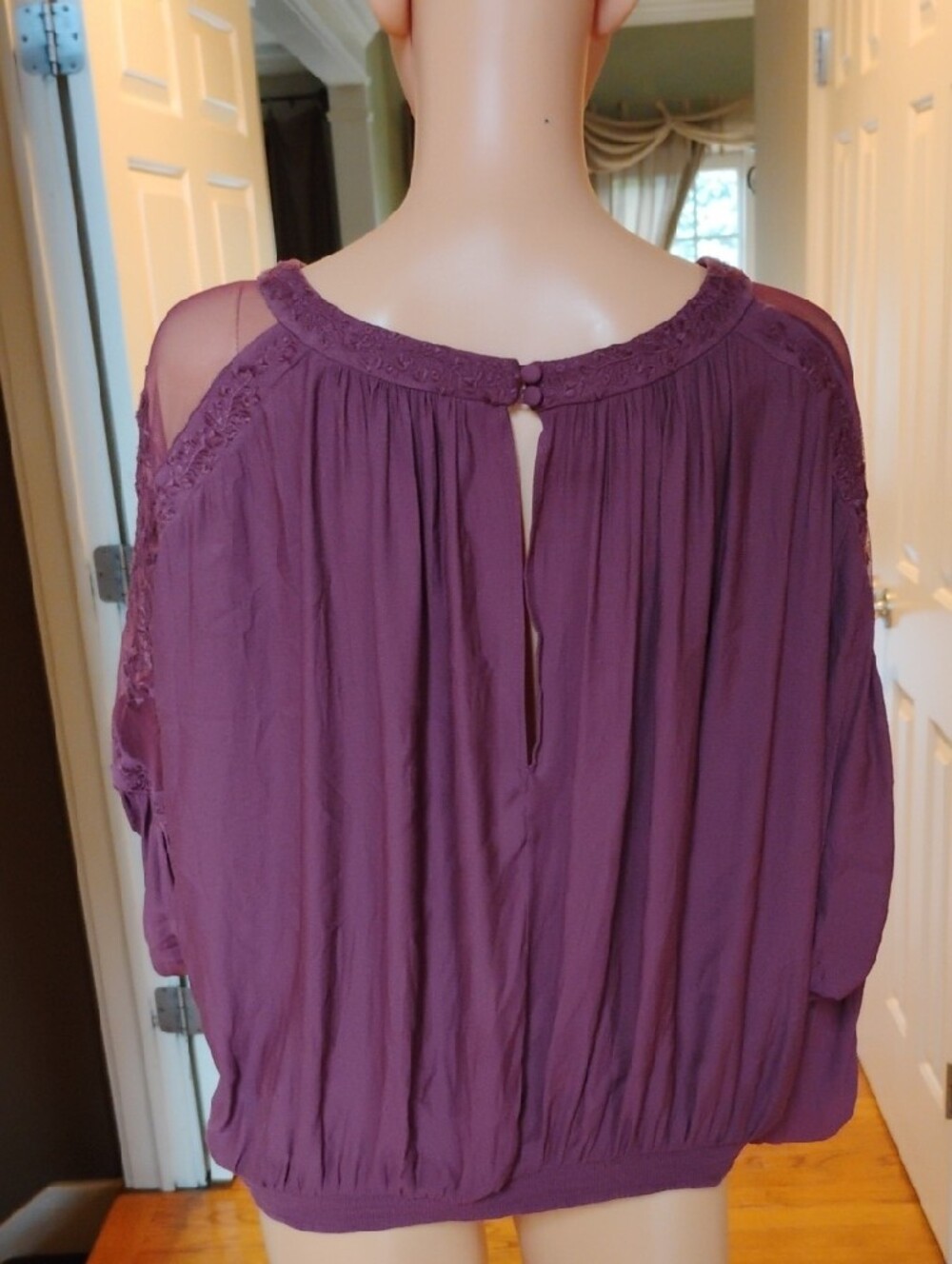 Free People Boho Lace Yoke Peasant Top - Picture 4 of 14